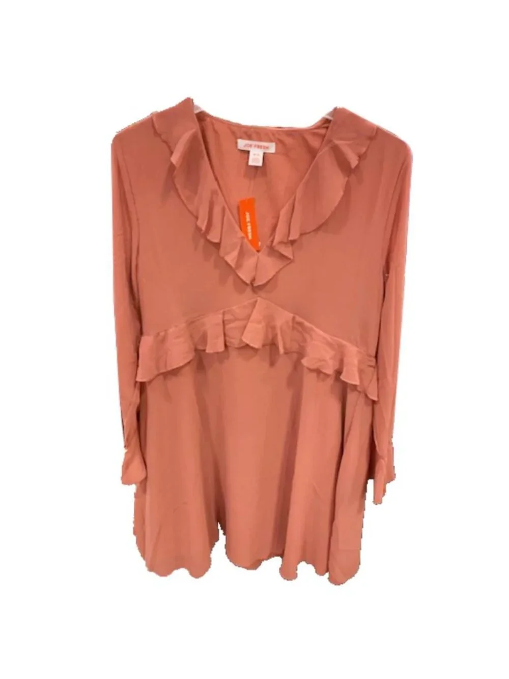 Joe Fresh Ruffle V-neck Long Sleeves Dress in Pink - Picture 2 of 3